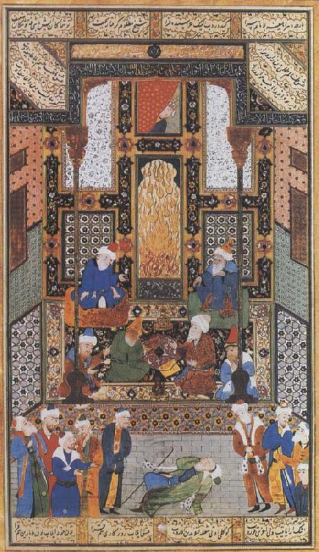 Ali She Nawat Shaykh san an overwhelmed by love when he beholds the theophany upon the countenance of the Byzantine priness upon her balcony china oil painting image